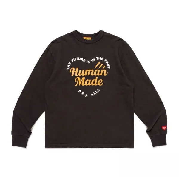 Human Made Heart Logo Long Sleeve T-Shirt Black - 1