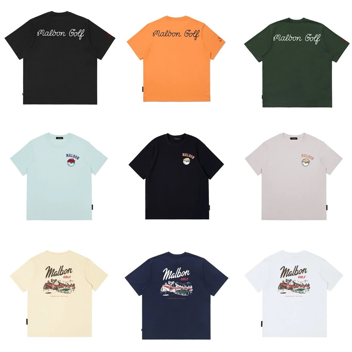 MALBON Breathable Cotton Golf Apparel Crew Neck Short Sleeve T-Shirt