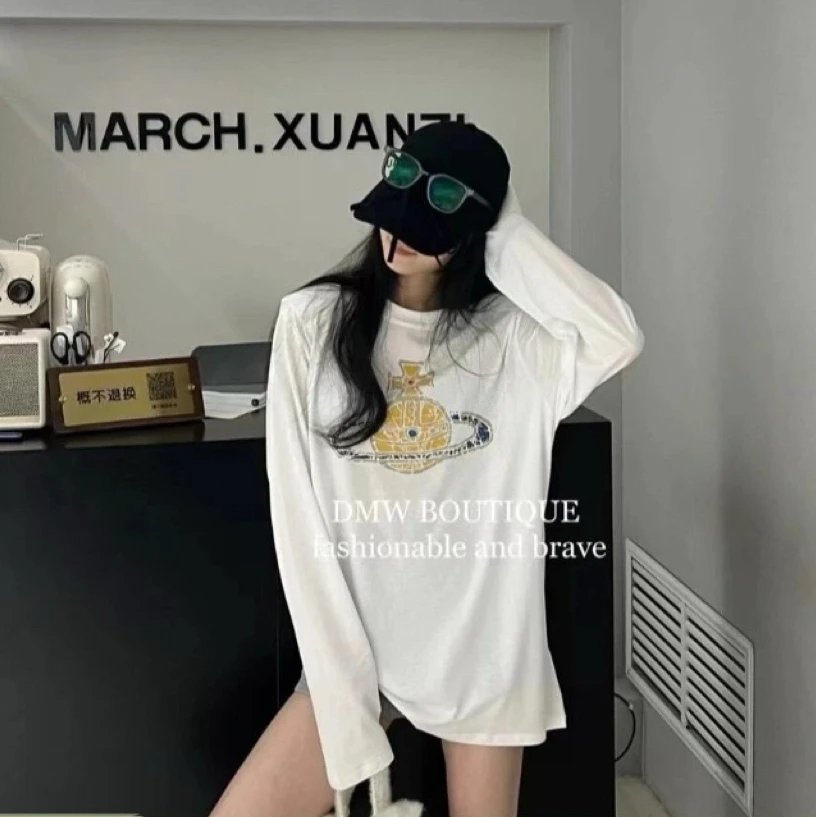 Saturn Print Long Sleeve Cotton T-Shirt photo 2