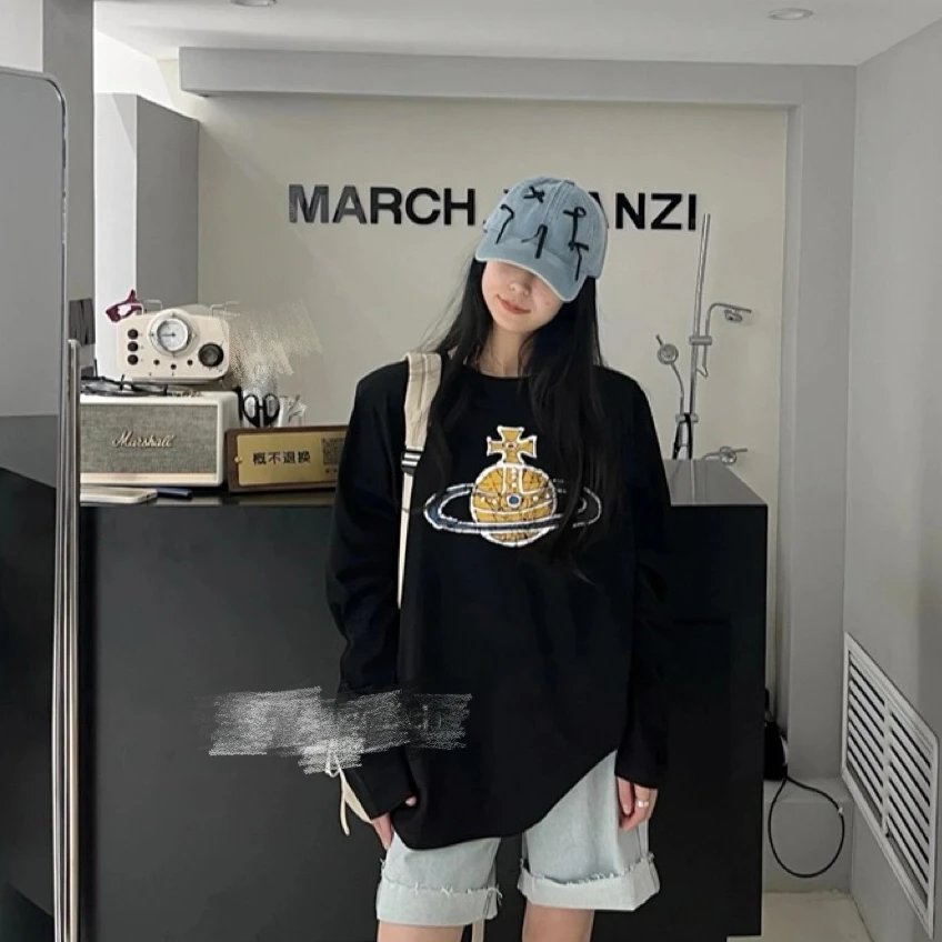 Saturn Print Long Sleeve Cotton T-Shirt photo 3