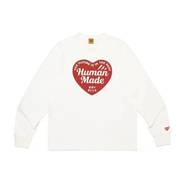 Human Made Heart Logo Long Sleeve T-Shirt White - 1