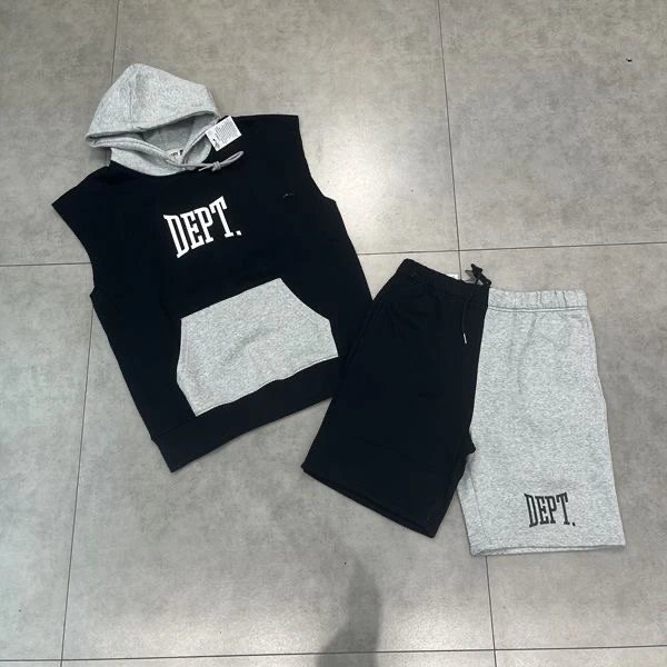 DEPT. Split-Color Sweat Shorts Black/Gray - 11