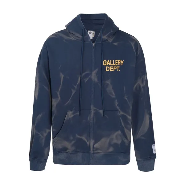 Gallery Dept. Tie-Dye Zip-Up Hoodie Navy - 1