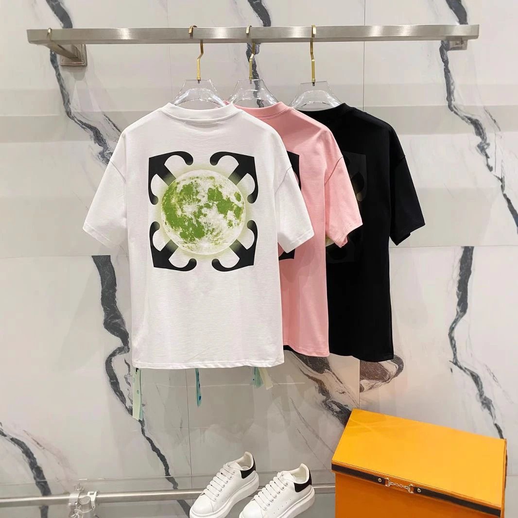 Off-White Moon Print Pink T-Shirt - 3