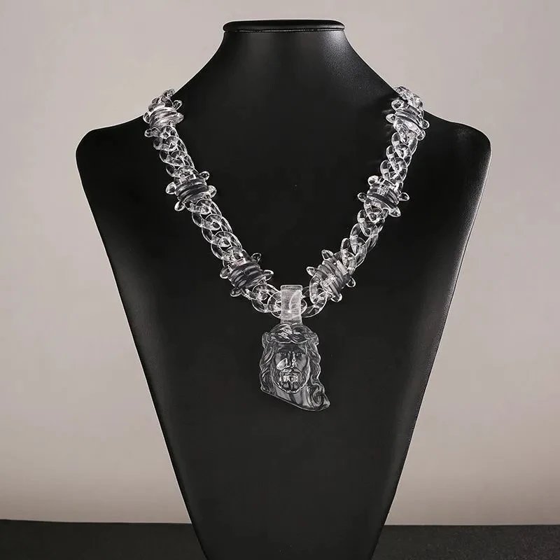 Cross and Heart Acrylic Transparent Necklace photo 2