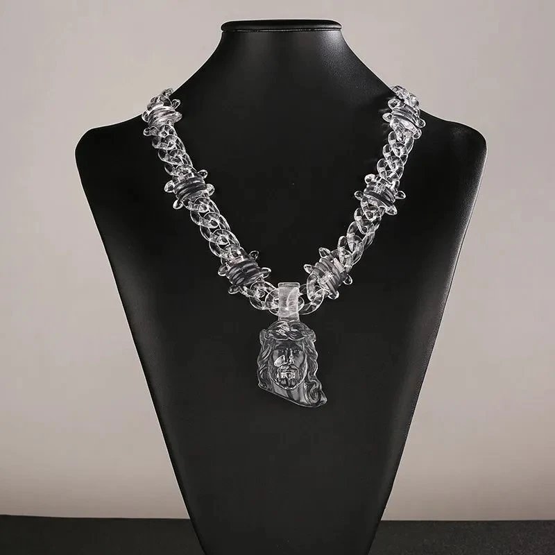 Cross and Heart Acrylic Transparent Necklace photo 4