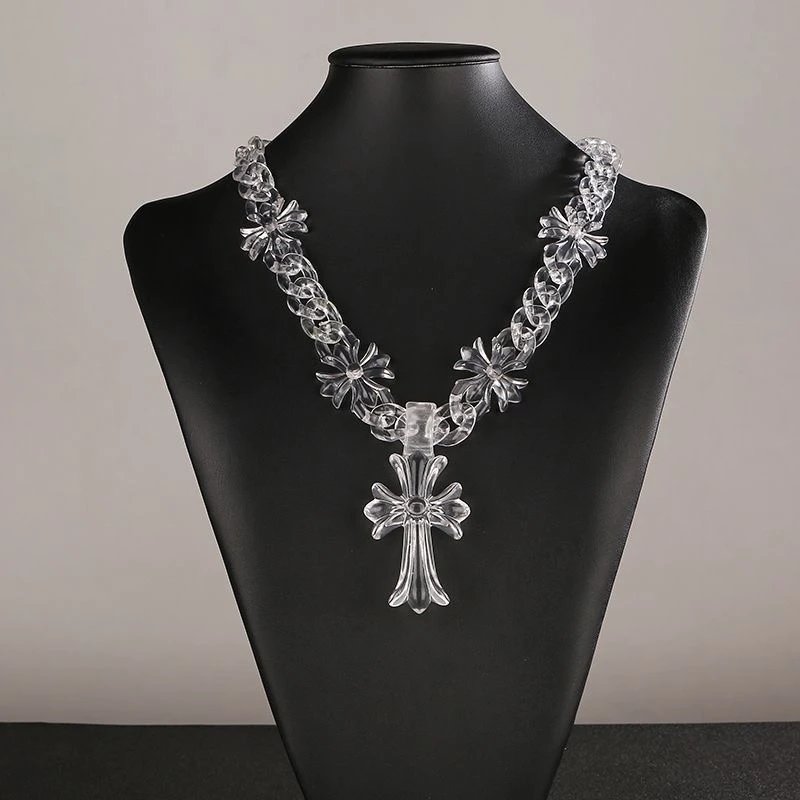 Cross and Heart Acrylic Transparent Necklace photo 3