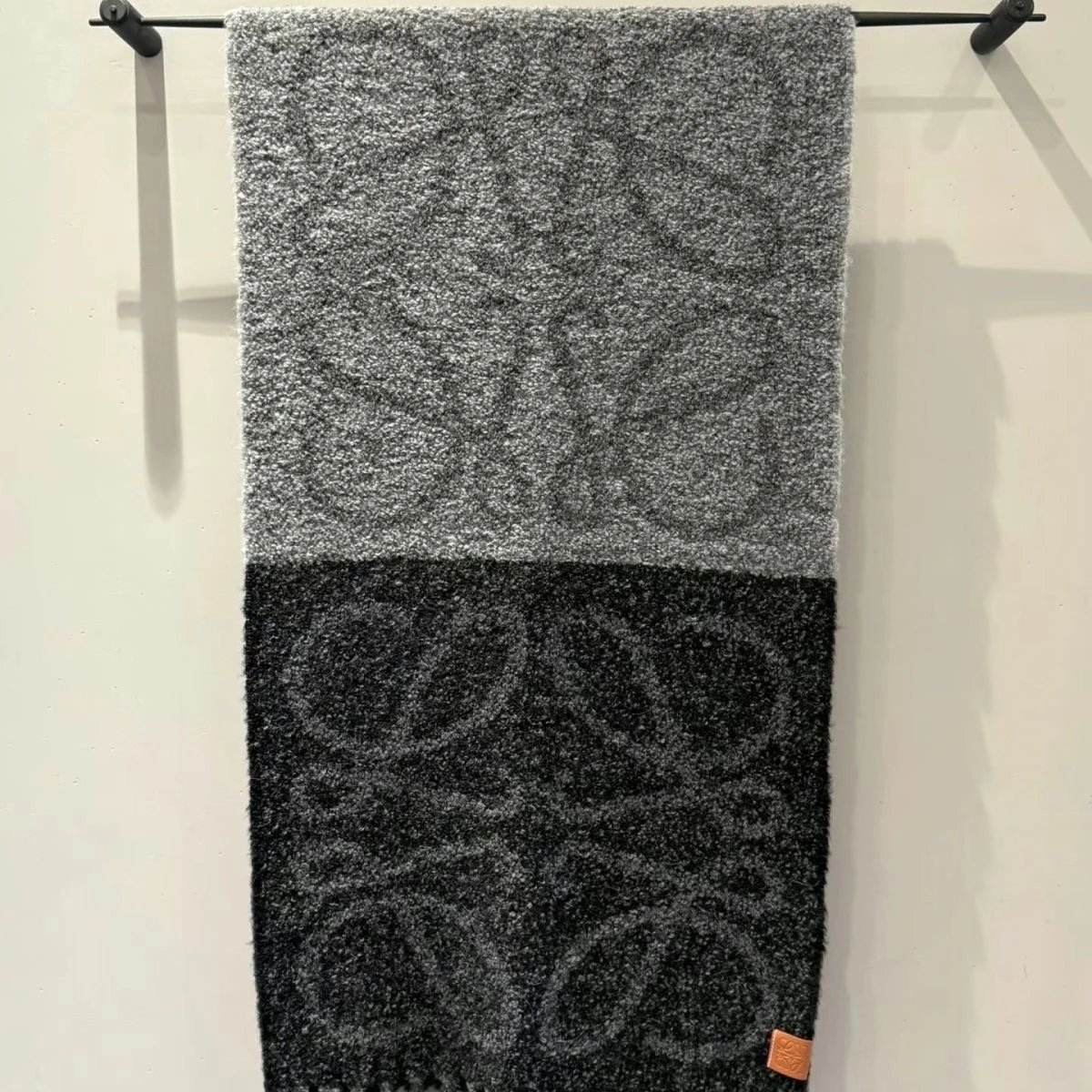 Loewe Anagram Wool Scarf Gray and Black - 5