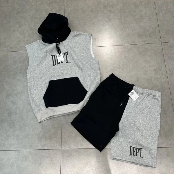 DEPT. Split-Color Sweat Shorts Black/Gray - 12