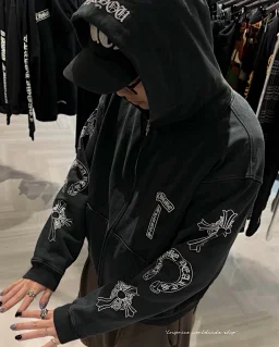 thumbnail for *Pre-sale Chrome Soap&Water Friends and Family Exclusive Zipper Sweatshirt Ready-to-Wear Dyeing Garment Printing Imported Thermosetting Ink Cracking Paste Sterling Sword Pull Head
