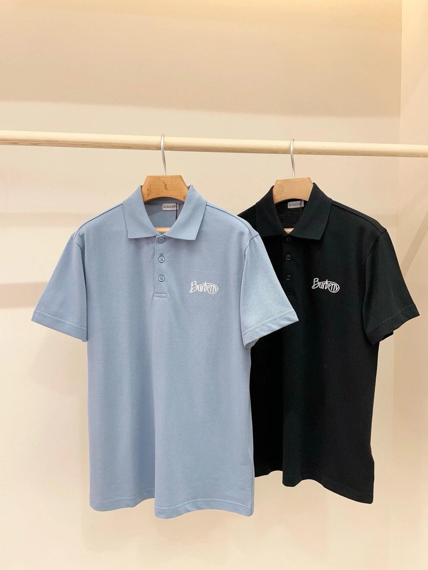 BURBERR *. BABAO * Early Spring Latest Collection Logo Embroidered Short Sleeve POLO Official Website for Sale ❗ Polo shirt made of pearl mesh cotton fabric