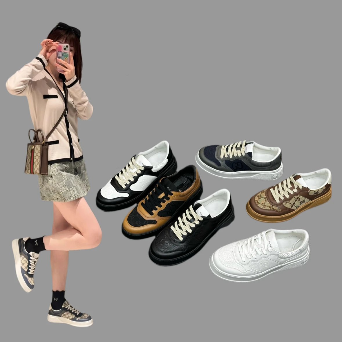 Gucci Couple Platform Leather Sneakers