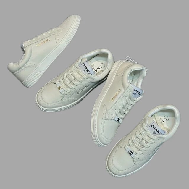 Chanel Women's White Leather Platform Sneakers