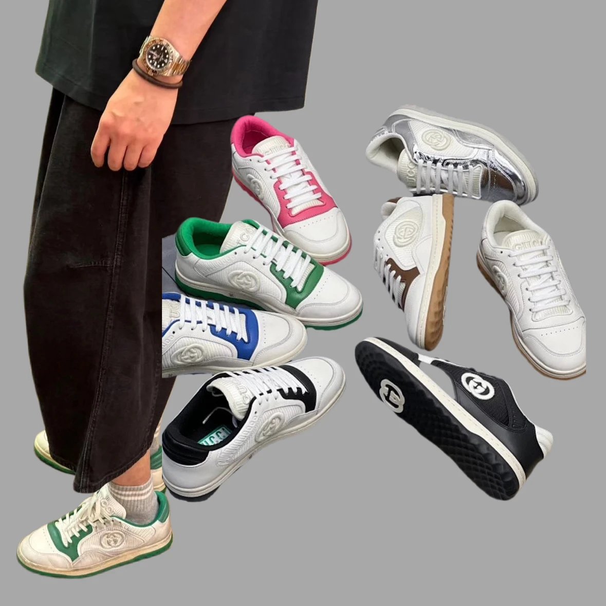 Gucci White Leather Casual Sneakers Unisex
