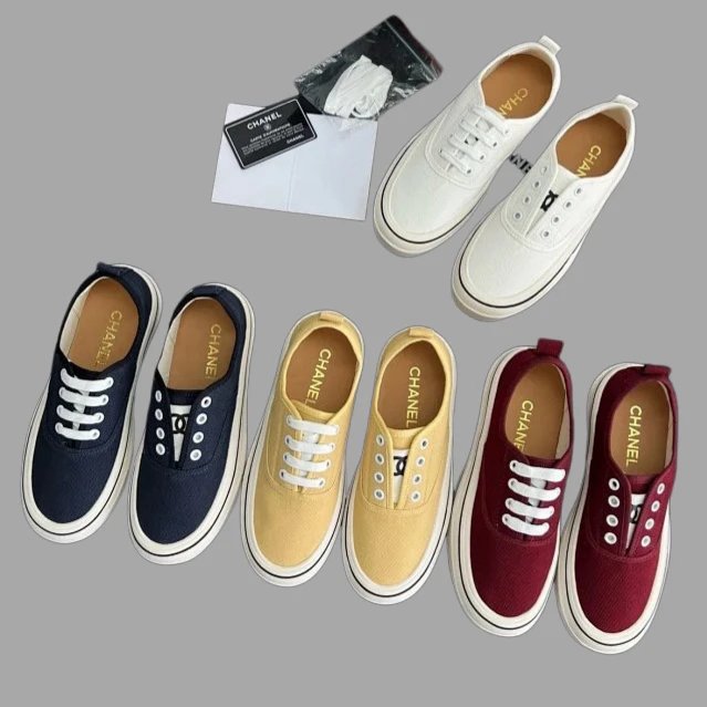 Chanel Women's Platform Canvas Slip-On Sneakers