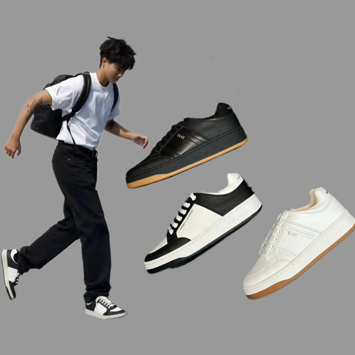Saint Laurent SL61 Unisex Leather Casual Sneakers