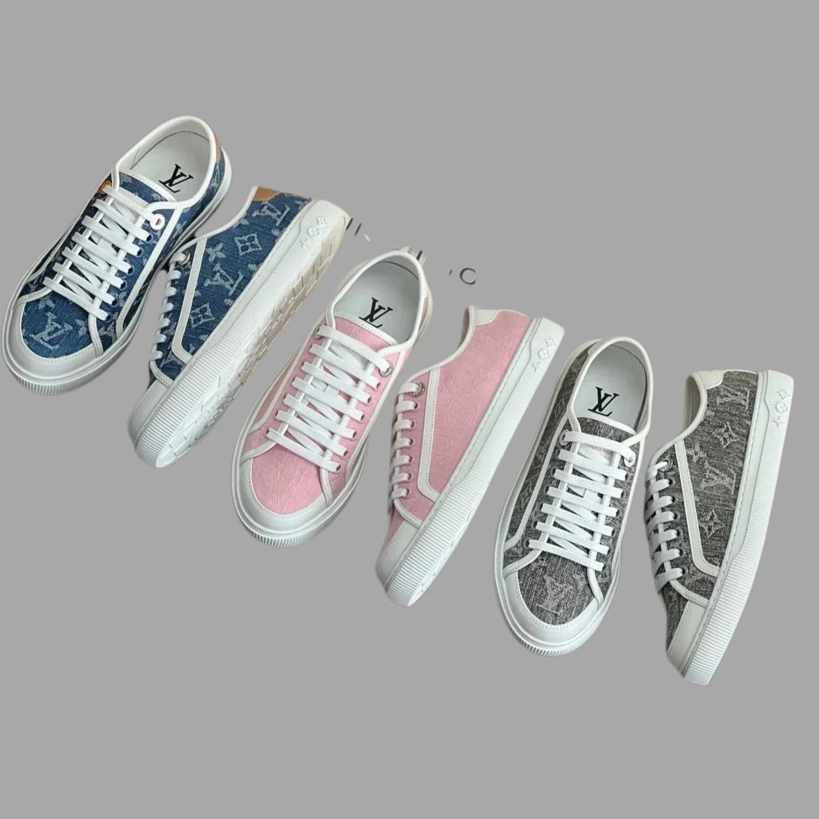 Louis Vuitton Women Denim Thick Sole Casual Sneakers