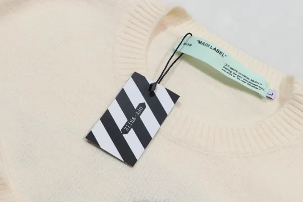 Off-White Off-Logo Knit Sweater Beige - 8