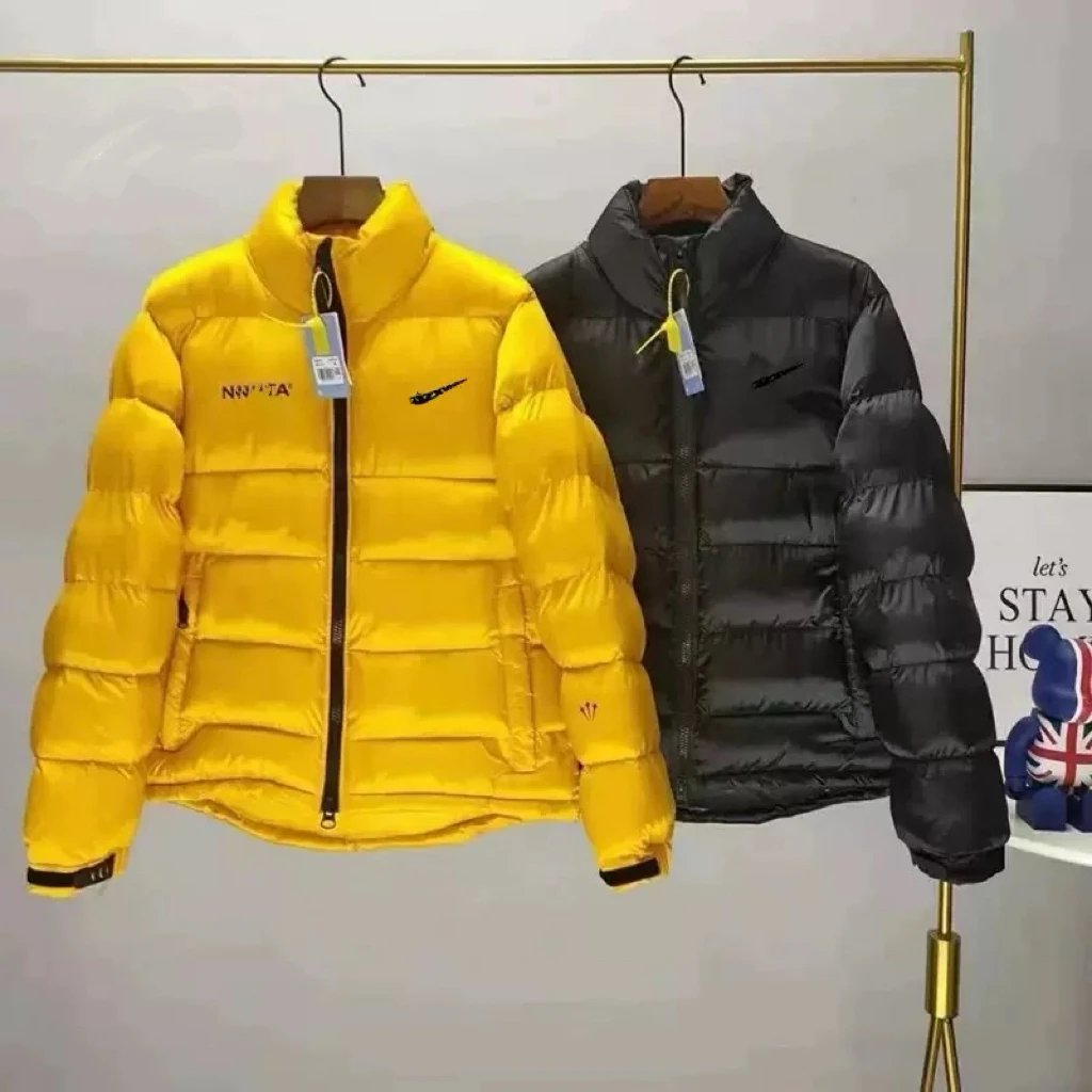 Down cotton jacket, men's thick warm bread jacket, trendy brand stand up collar cotton jacket