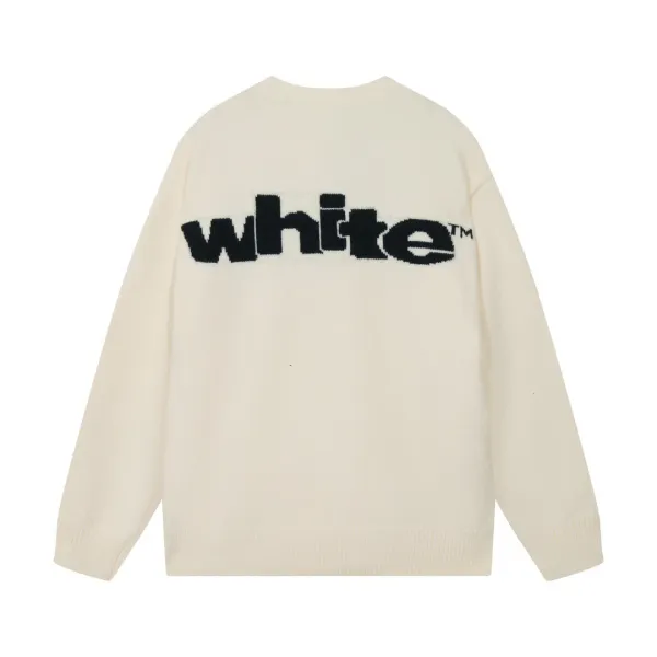Off-White Off-Logo Knit Sweater Beige - 5
