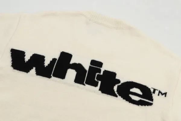 Off-White Off-Logo Knit Sweater Beige - 9