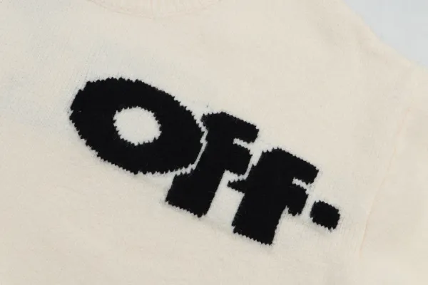 Off-White Off-Logo Knit Sweater Beige - 11