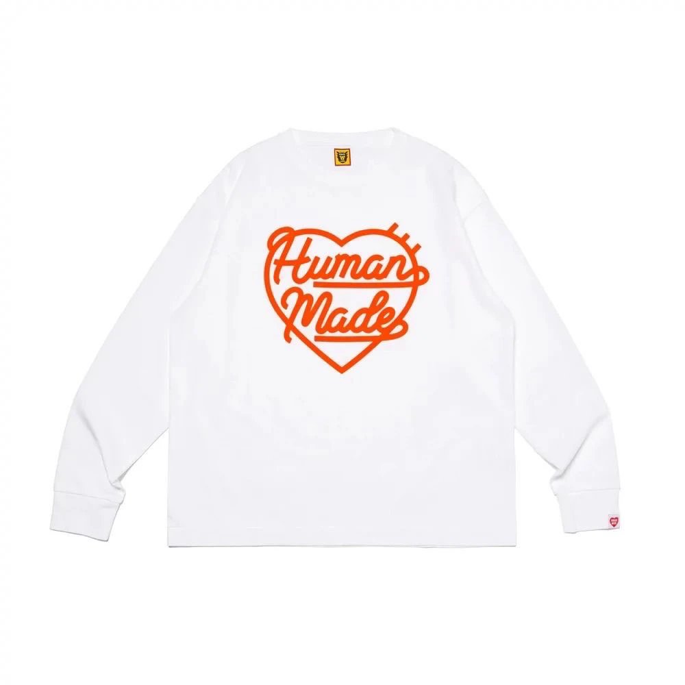Human Made Long Sleeve T-Shirt Black White Olive Orange Pink Red Yellow Graphic Print