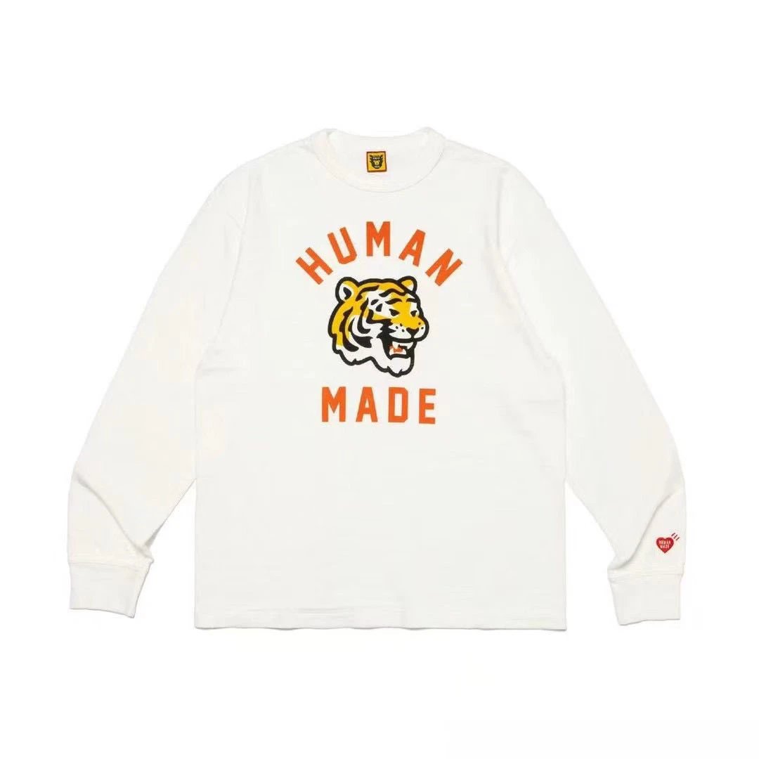Human Made Long Sleeve T-Shirt Black White Olive Orange Pink Red Yellow Graphic Print