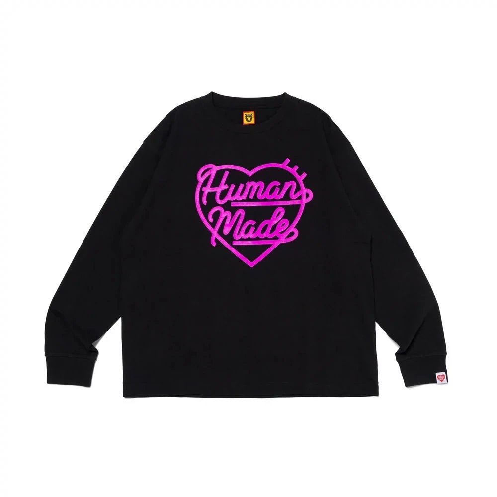Human Made Long Sleeve T-Shirt Black White Olive Orange Pink Red Yellow Graphic Print