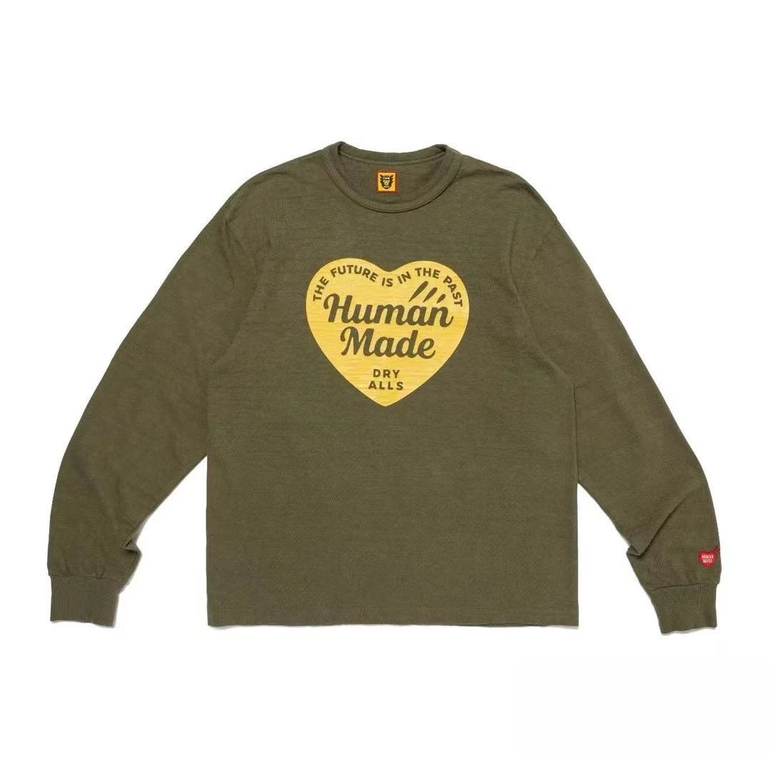 Human Made Long Sleeve T-Shirt Black White Olive Orange Pink Red Yellow Graphic Print