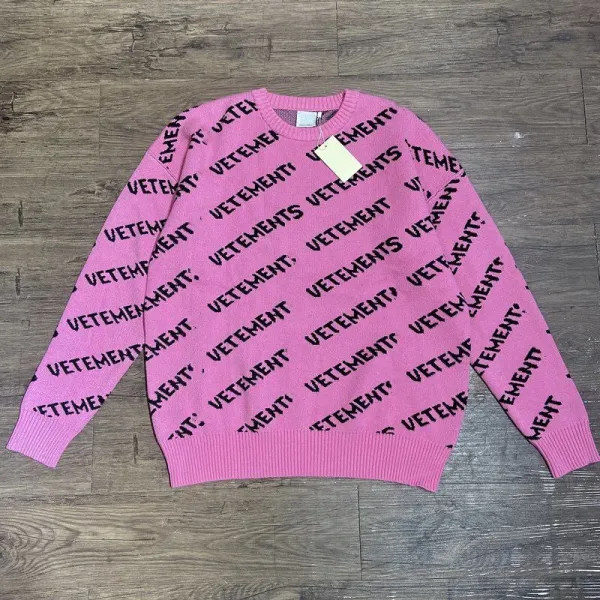 Vetements All-Over Logo Knit Sweater Black - 14