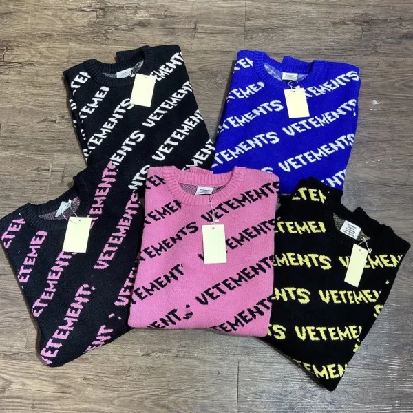 Vetements All-Over Logo Knit Sweater Black - 5