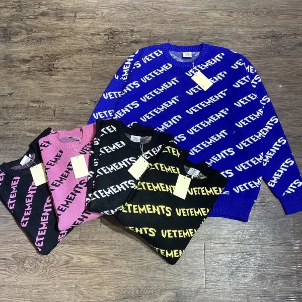 Vetements All-Over Logo Knit Sweater Black - 2
