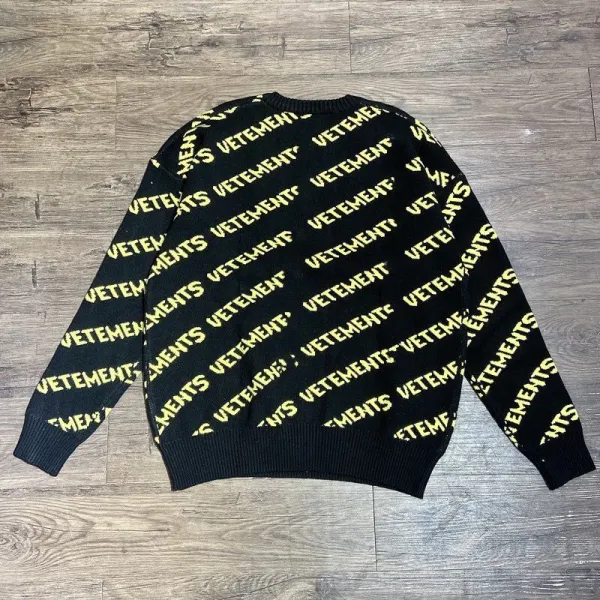 Vetements All-Over Logo Knit Sweater Black - 11