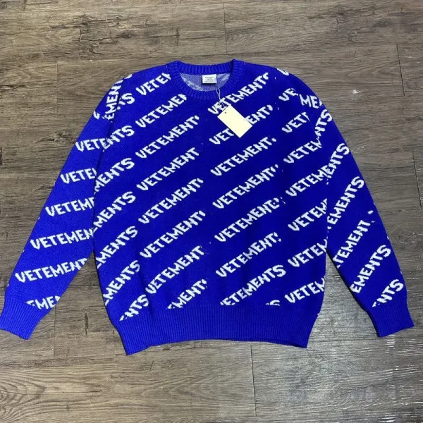 Vetements All-Over Logo Knit Sweater Black - 6