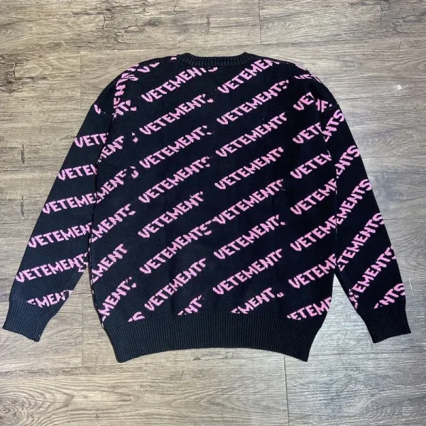 Vetements All-Over Logo Knit Sweater Black - 9
