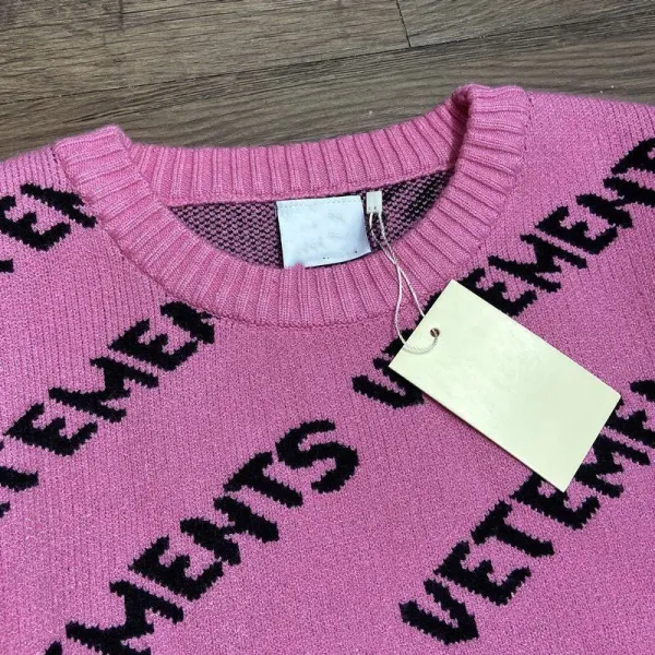 Vetements All-Over Logo Knit Sweater Black - 16