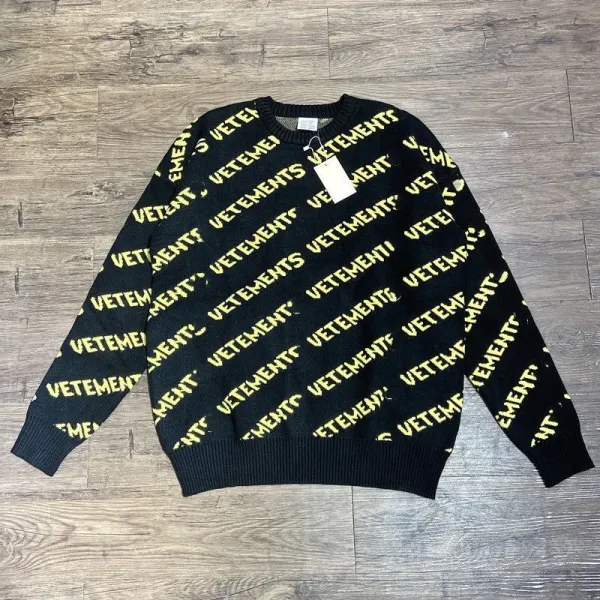 Vetements All-Over Logo Knit Sweater Black - 10