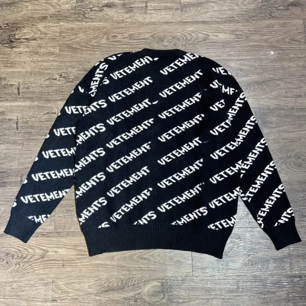 Vetements All-Over Logo Knit Sweater Black - 13