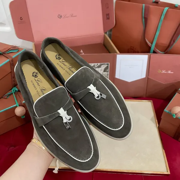 Loro Piana Summer Walk Loafers Beige Suede Casual Shoes - 9