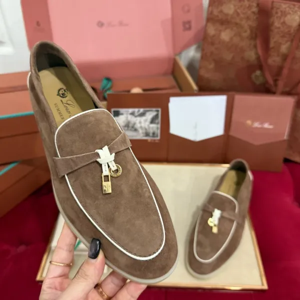Loro Piana Summer Walk Loafers Beige Suede Casual Shoes - 7