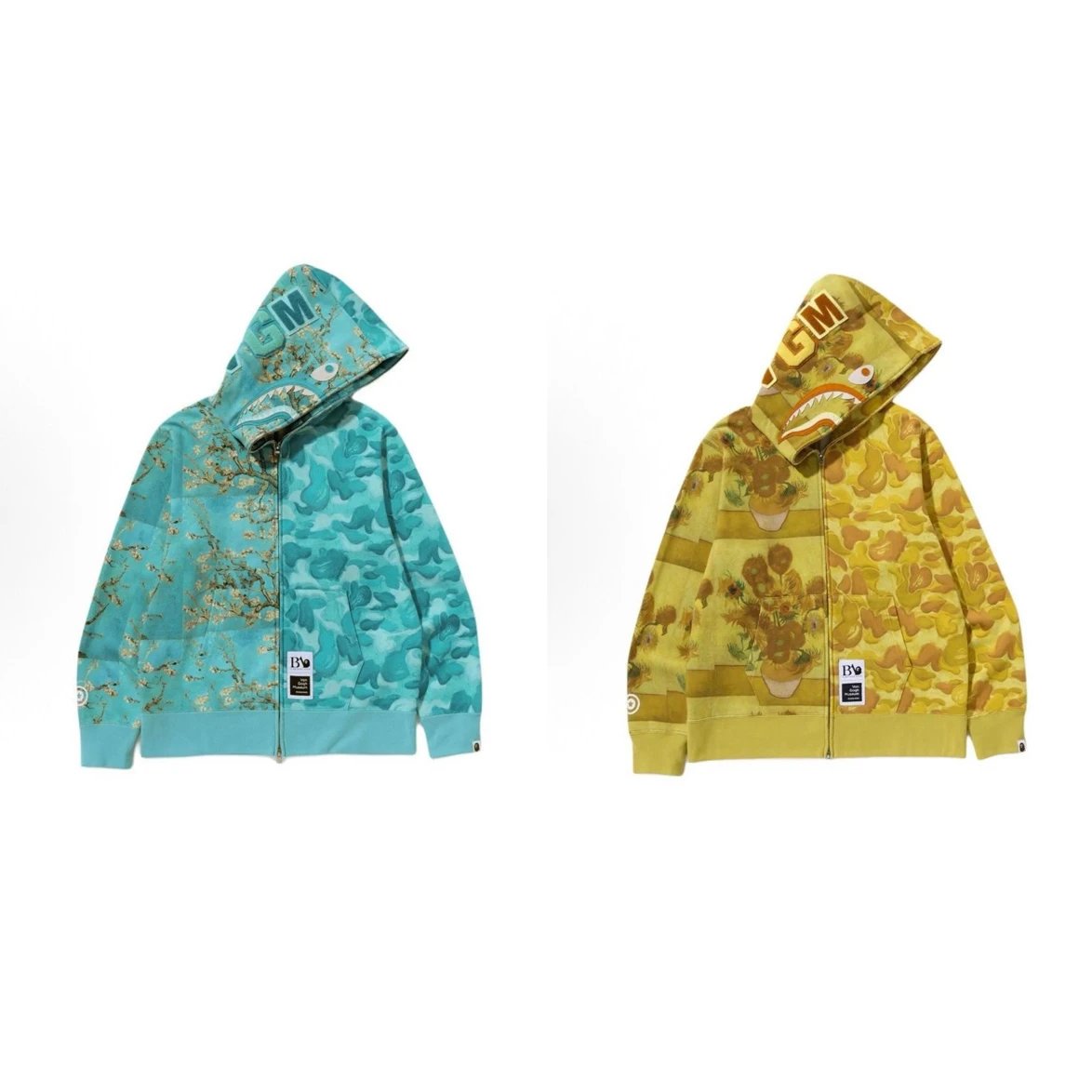 A Bathing Ape x Van Gogh Museum Shark Hoodie Turquoise Multicolor Hoodie - 3