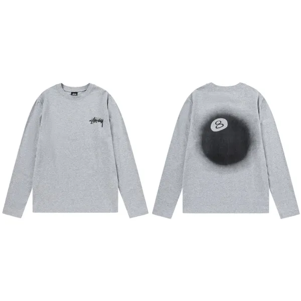Stussy 8-Ball Long Sleeve T-Shirt Gray - 1