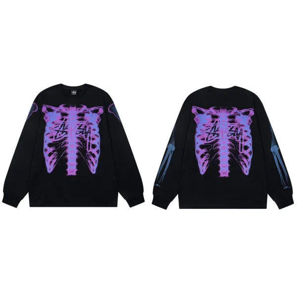 Stüssy X-Ray Ribcage Long Sleeve T-Shirt Black - 1