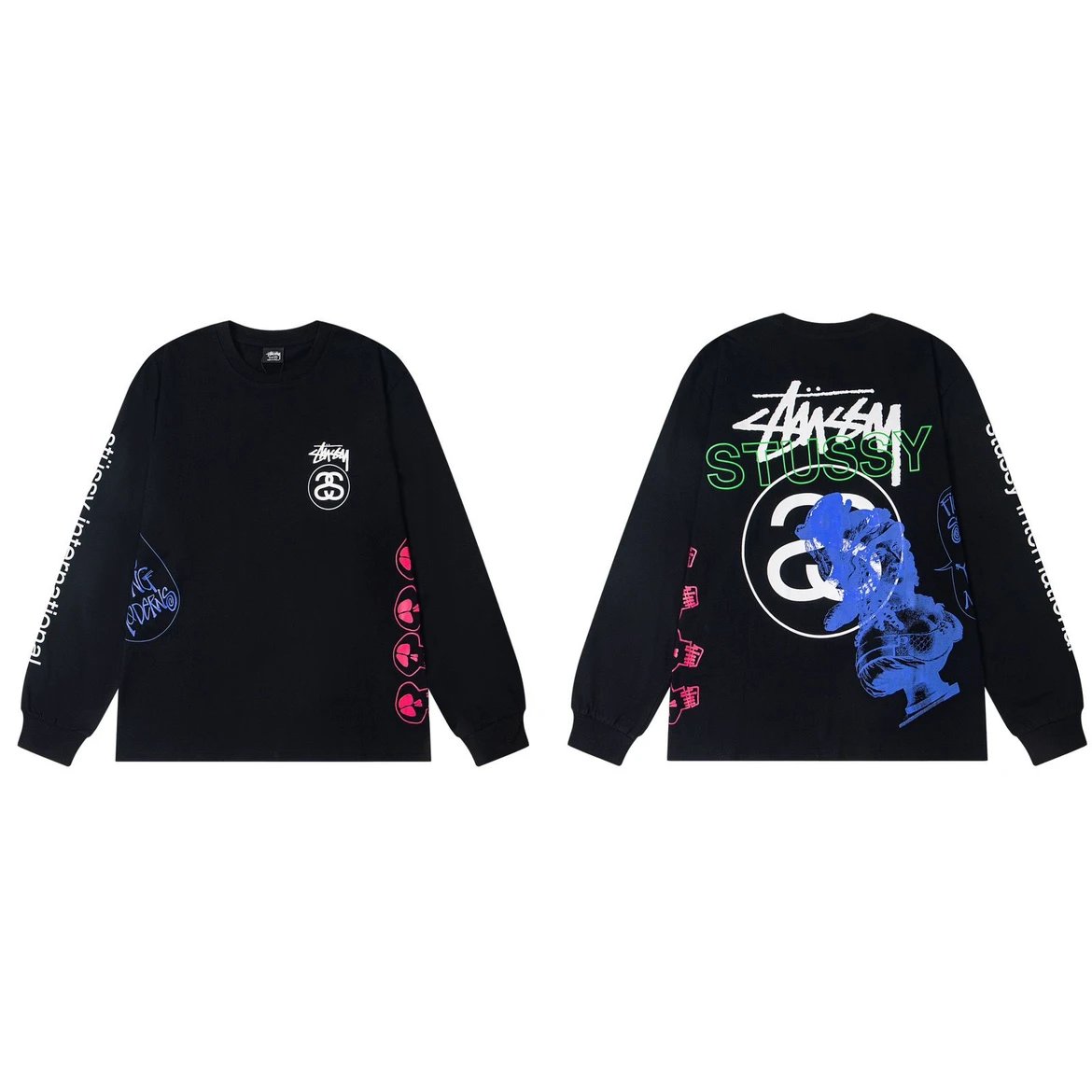Stüssy World Tour Long Sleeve Polo Black - 10