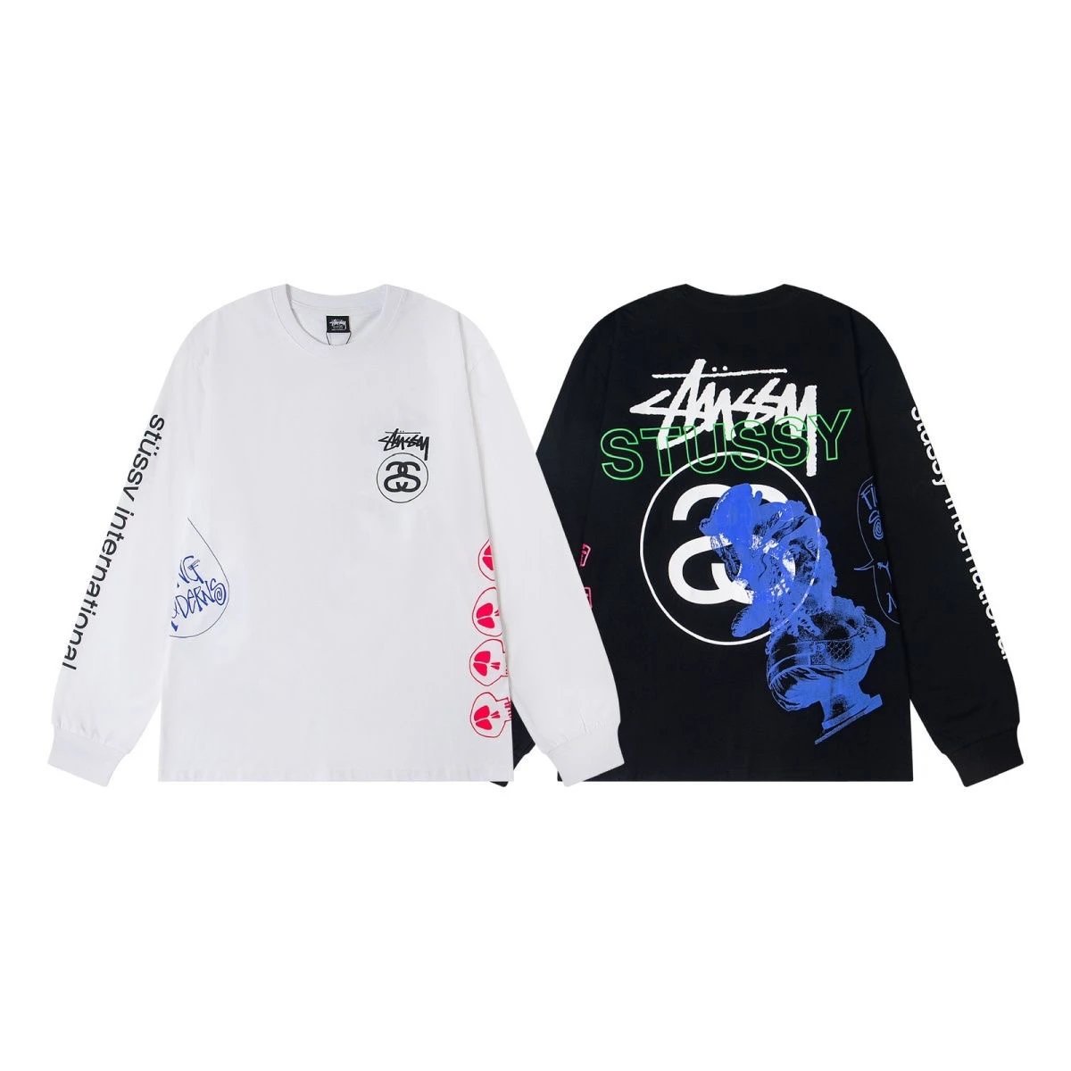Stüssy World Tour Long Sleeve Polo Black - 5