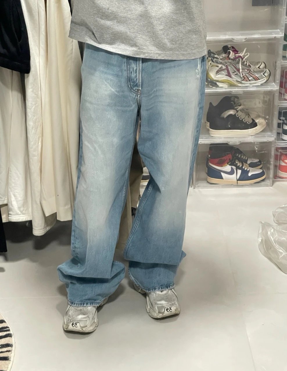 [KOS-X] "Very limited stock, please contact customer service before purchasing" Acne Studios Baggy Washed Cleanfit Non-Stretch Low-Rise Relaxed Jeans 1981M Unisex Light Blue
