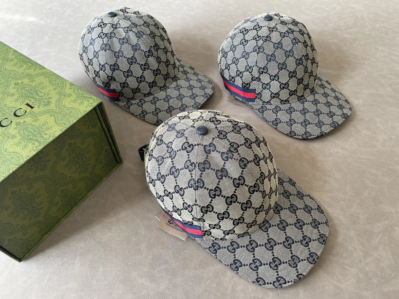Gucci Double G GG Pattern Print Cotton Baseball Cap