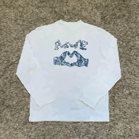 Short Sleeve AR T-shirt with Handshake and Heart Print, White Long Sleeve