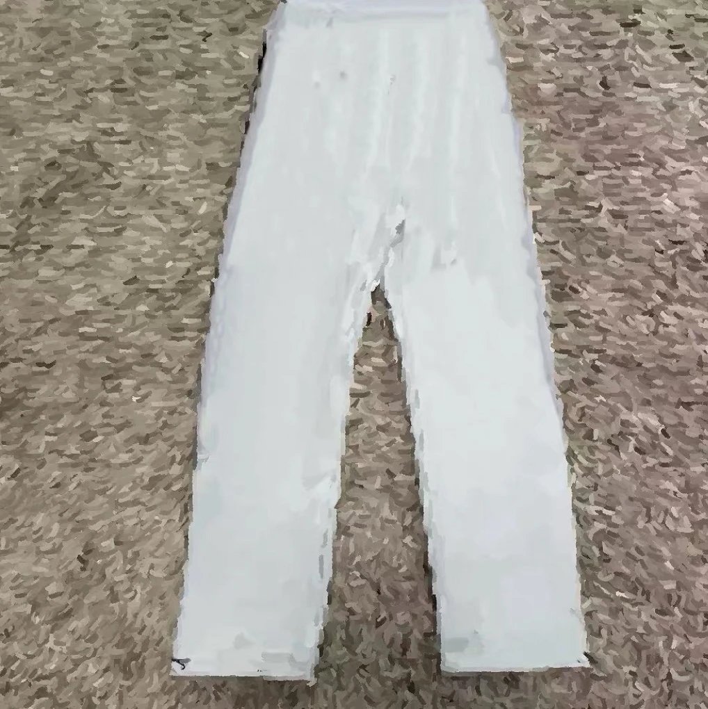 Cream White & Off-White Patchwork Pants